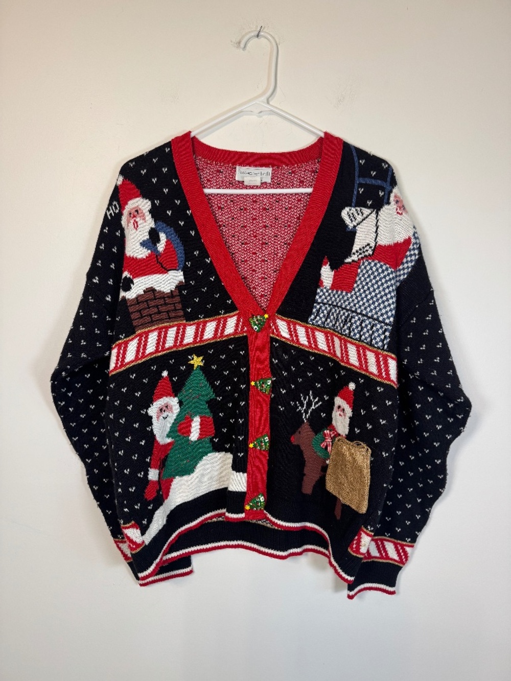Vintage Sweater Loft 80s/90s Ugly Christmas Sweater Cardigan | Size M
